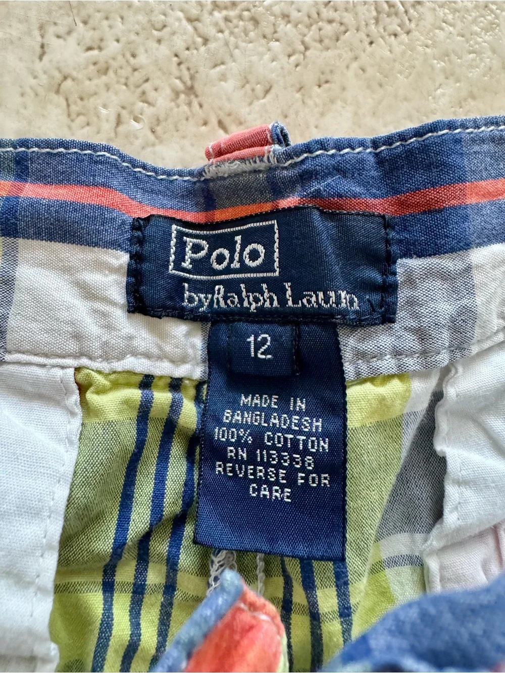 Polo Ralph Lauren Boys Size 12 Plaid Stripe Colorful Classic Shorts Preppy